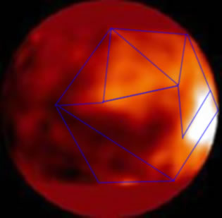 icoshaedron features temporally dispersed on Titan